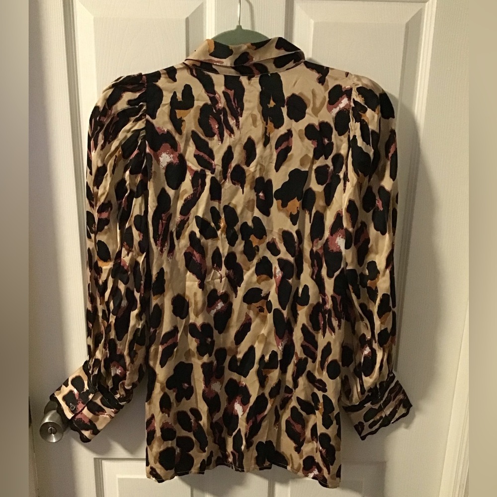 NWT! ESQUALO Animal Print Blouse in Black and Brown - Picture 2 of 7